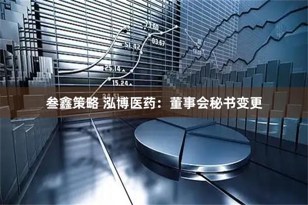 叁鑫策略 泓博医药：董事会秘书变更