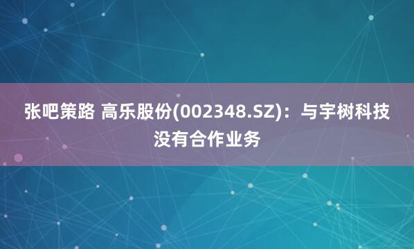 张吧策路 高乐股份(002348.SZ)：与宇树科技没有合作业务