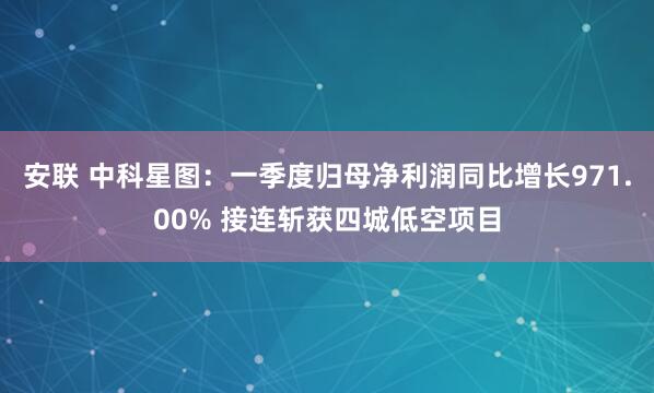 安联 中科星图：一季度归母净利润同比增长971.00% 接连斩获四城低空项目