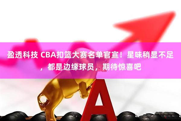 盈透科技 CBA扣篮大赛名单官宣！星味稍显不足，都是边缘球员，期待惊喜吧