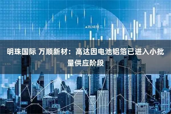 明珠国际 万顺新材：高达因电池铝箔已进入小批量供应阶段