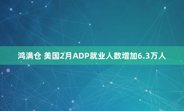 鸿满仓 美国2月ADP就业人数增加6.3万人